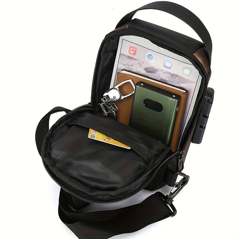 Men'S Crossbody Bag with Password Lock, Anti-Theft Chest Bag, Trendy Casual Sports Shoulder Bag, Large Capacity Crossbody Men'S Bag, Daily Commuting Shoulder Bag