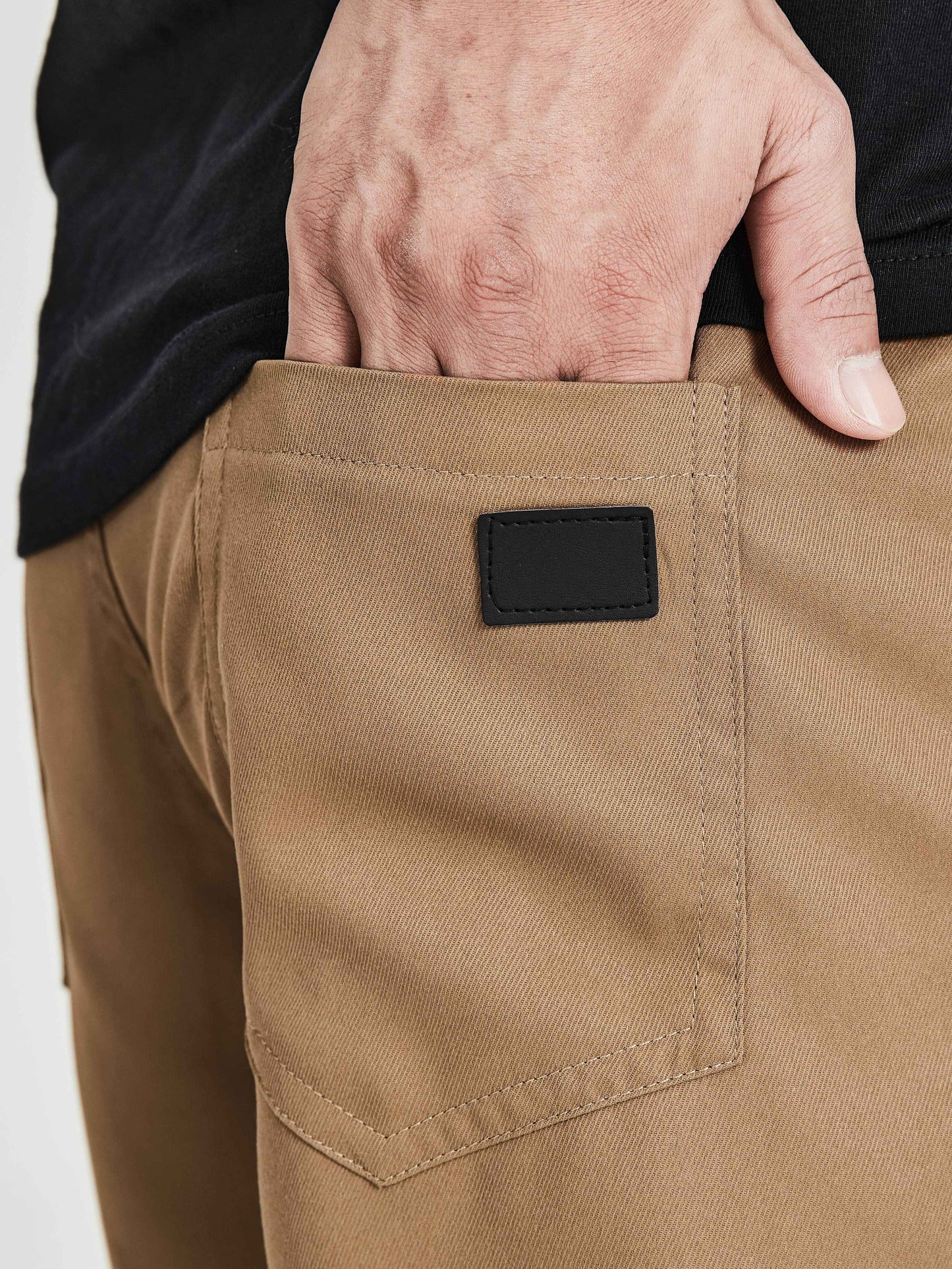 Men's Solid Color Drawstring Cargo Pants - Casual, Loose Fit with Multiple Pockets, Machine Washable