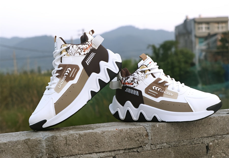 Men'S Stylish High-Top Sneakers with "WOD" Logo - Comfortable, Non-Slip Lace-Up Athletic Shoes for Outdoor Activities, All-Season Wear, Casual Sports Style, Rubber Sole, Fabric Upper, Casual Athletic Shoes | Stylish High Top