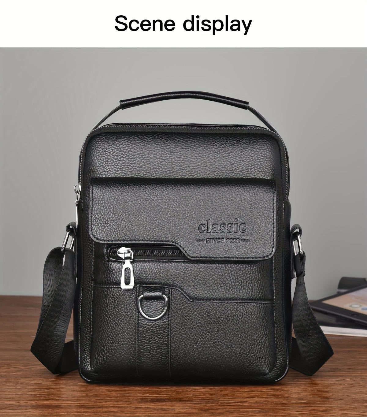 WEIXIER Men'S Set Shoulder Bag, Unisex Waist Postman Bag, Crossbody Chest Bag, Handbag, PU Fabric Multi-pocket, with Card Holder Wallet, Adjustable Detachable Shoulder Strap, Casual Commuting Bag Retro Business Texture Men'S