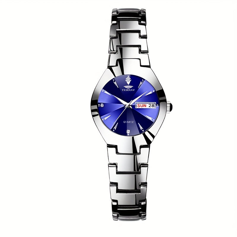 1 New Fashionable Quartz Ladies' Watch with Date Display - Black Dial, Luminous Hands & Markers, Stainless Steel Band, Casual Style, Travel & Business Use, Casual Style Watch | Minimalist Design | Quartz Movement