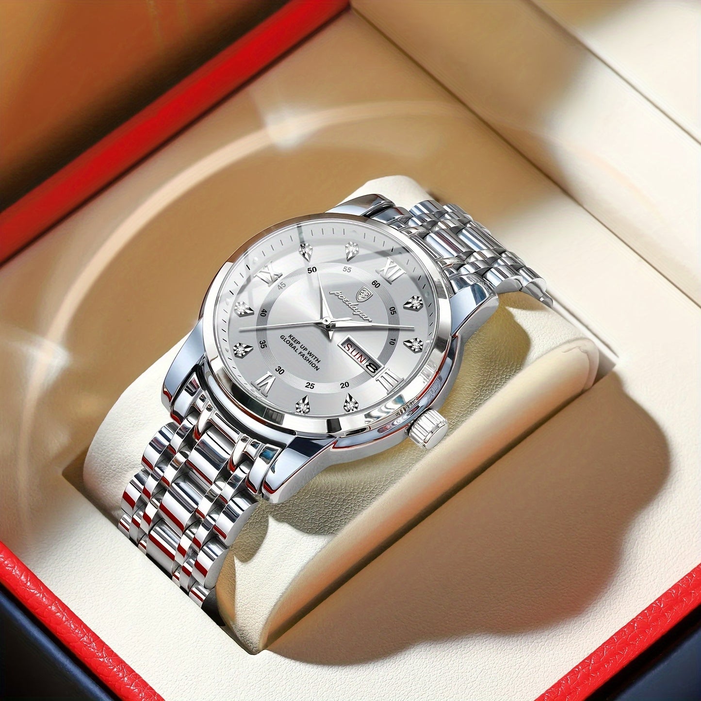 POEDAGAR Luxury Sport Wrist Watch for Man Luminous Date Men'S Watch Quartz Stainless Steel Men'S Watches, Ideal Choice for Gift, Suitable for Women