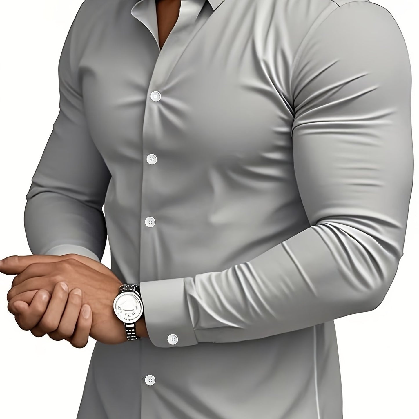 Men's Classic Solid Color Long Sleeve Dress Shirt - Regular Fit Point Collar, Non-Stretch Fabric for Office, Business & Casual Wear, All-Season Versatile Wardrobe Staple, Everyday Comfort, Sleek Appearance, Easycare Material