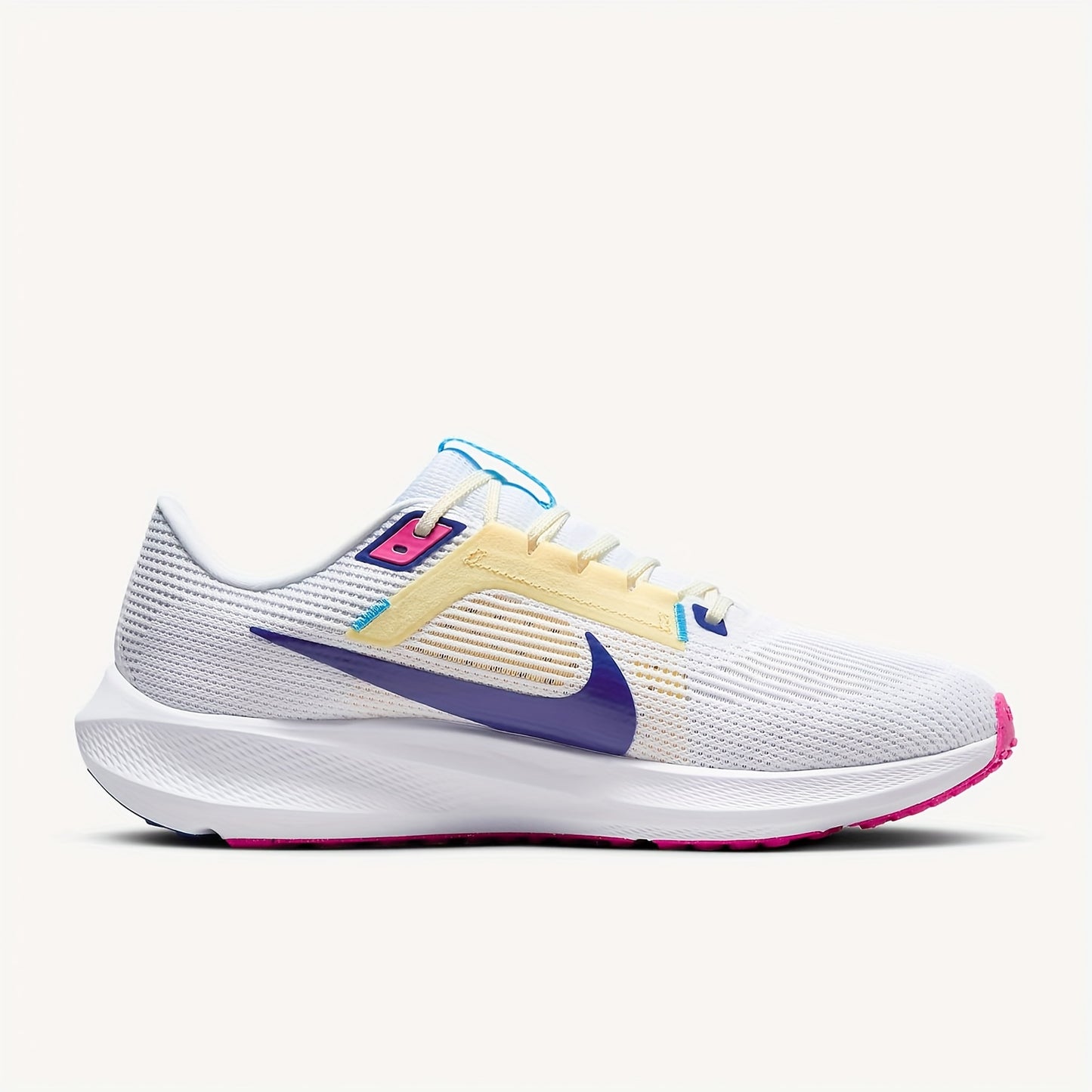 Nike Air Zoom Pegasus 40 Unisex Low-Top Running Shoes - White & Pink Accents, Breathable Fabric, Shock-Absorbing Cushioning, Durable Rubber Sole for Gym, Training & Casual Wear, Sneakers, Gym Footwear, Modern Athletic, Shocka