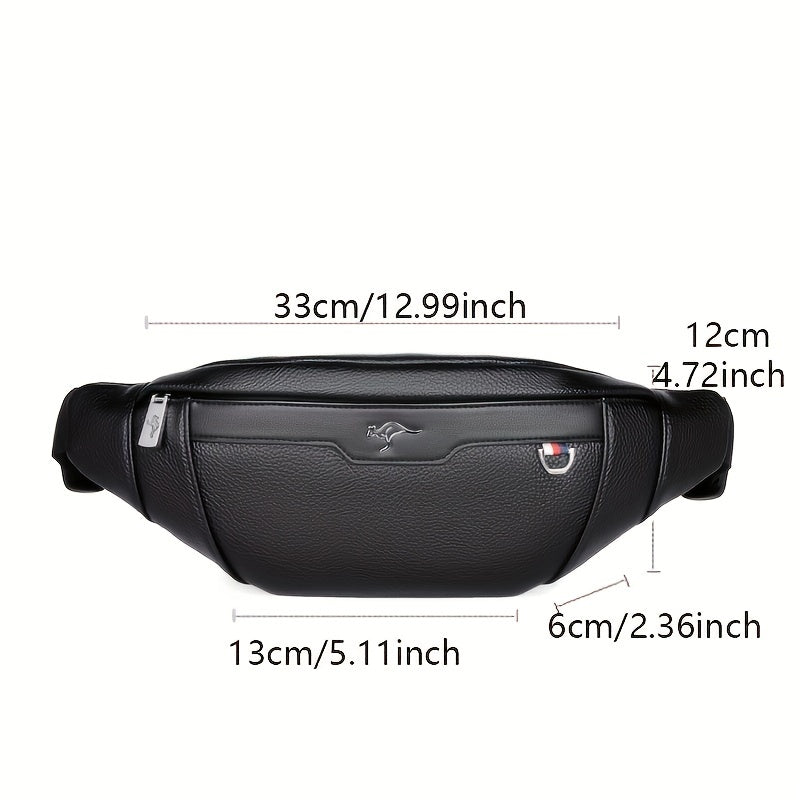 Men's Synthetic Leather Crossbody Bag - Adjustable Strap, Multiple Compartments, Lightweight Waist Pack for Hiking, Cycling & Daily Commute, Black, Cycling Bag | Modern Crossbody Bag | Adjustable Strap Bag