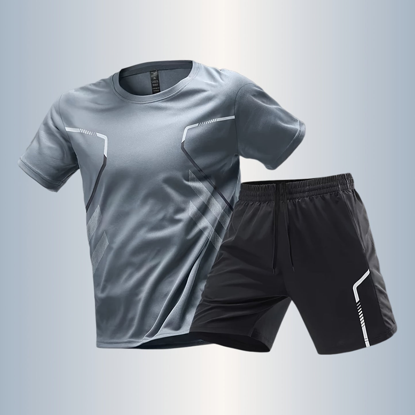 Men'S Lightweight Running Set - Breathable, Quick-Dry Athletic Wear with Zipper Pockets, Ideal for Outdoor Fitness & Training, Casual Sportswear|Casual Sportswear, Athletic Wear