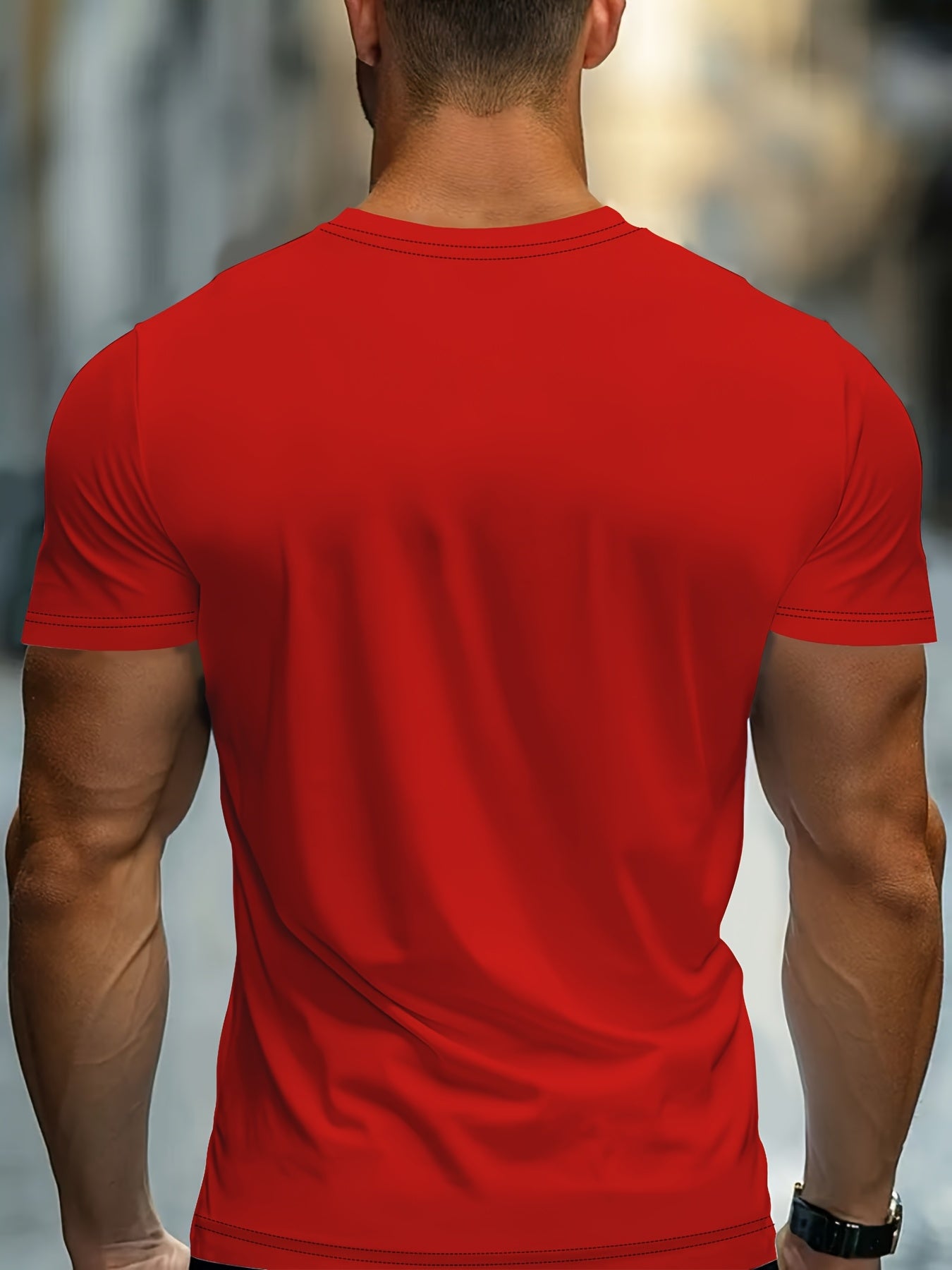 Men'S Bold Black Graphic T-Shirt - Lightweight Everyday Casual Tee for Sports & Formal Events - Breathable Round Neck Shirt - Easy-Care Everyday Essential Top, Sports Friendly Apparel, Modern Casualwear, Comfortable Fit, Stre