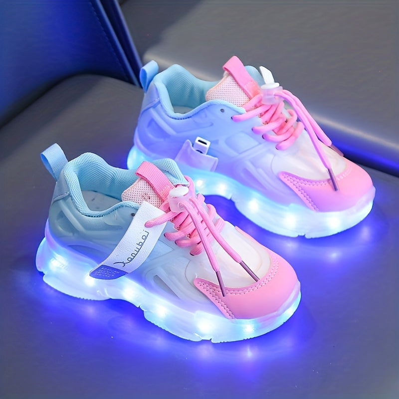 Rechargeable Glow-in-the-Dark Shoes for Kids - Colorful Neon Sneakers with Light-Up Design, Lightweight & Durable for Street Dance, Nighttime Play, and Casual Wear, Shoes for Girls, Street Dance Footwear, Vibrant Neon Accents