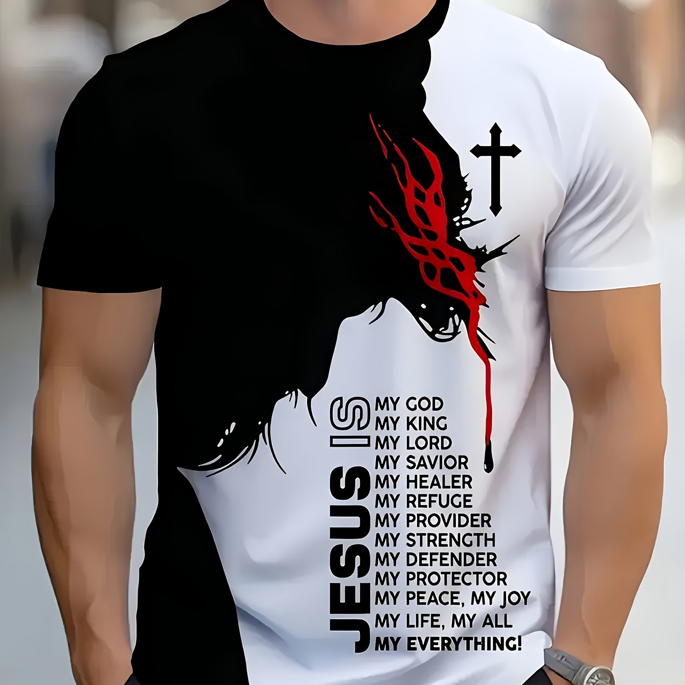 Mens Lion Print Short Sleeve Crew Neck T-Shirt Soft Breathable Casual Wear Outdoor Activities Summer Essential Clothing Tshirts