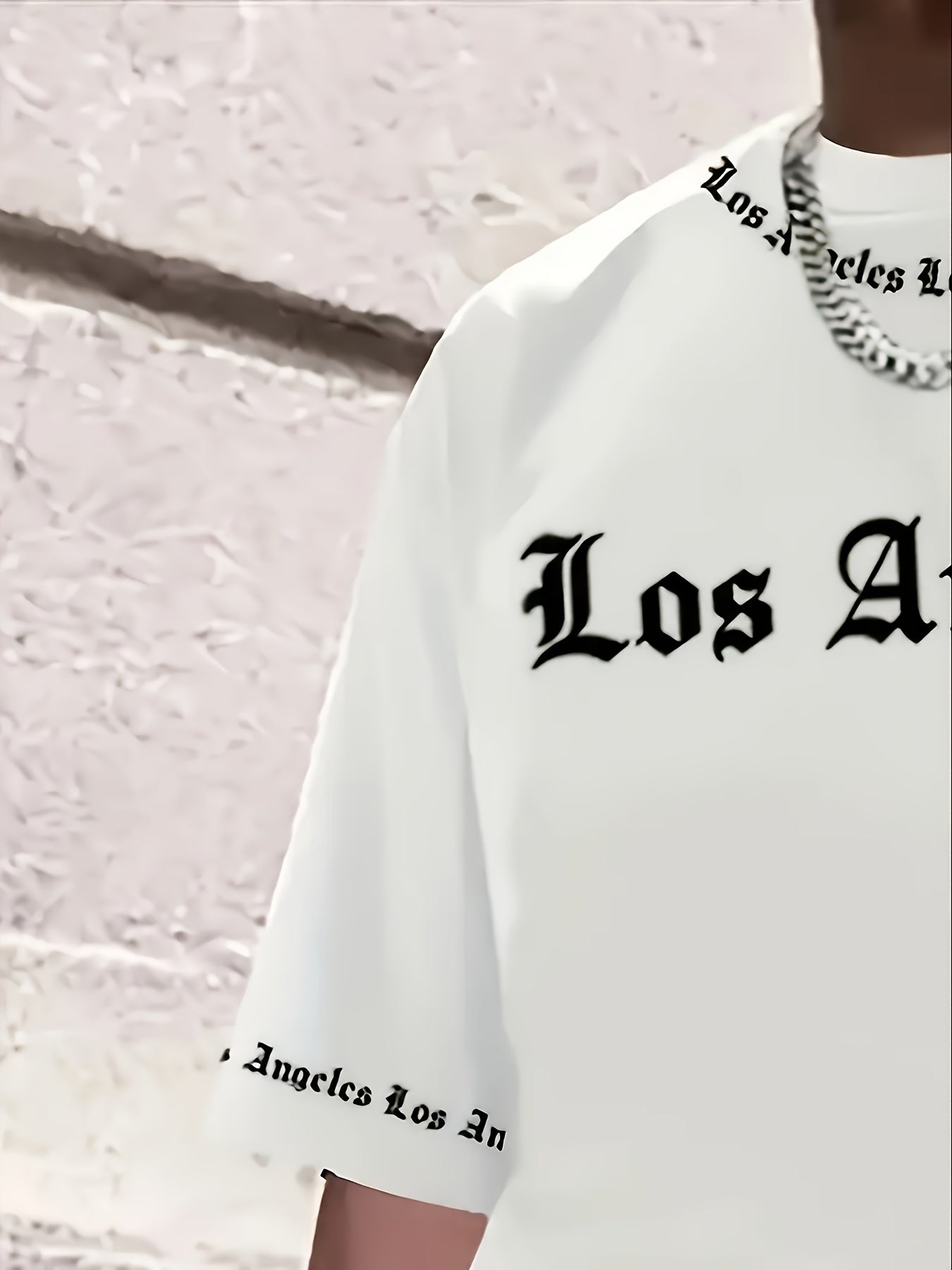 Men'S Los Angeles Graphic Print Casual Sportswear Set - Breathable Summer Short Sleeve T-Shirt & Drawstring Shorts with Pockets, Regular Fit, Crew Neck, Comfortable & Stylish for Casual Attire, Leisure Clothing | Trendy Sport