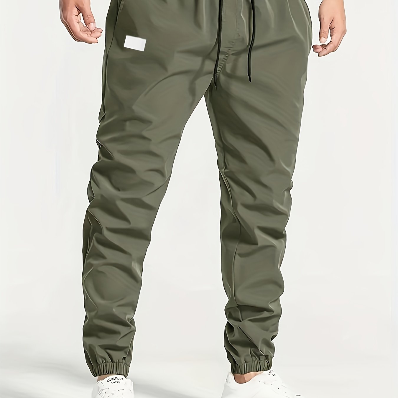Men's Beige Cargo Pants with Multiple Pockets - Machine Washable, Comfortable Loose Fit, Ideal for Outdoor Activities, Durable Polyester Fabric