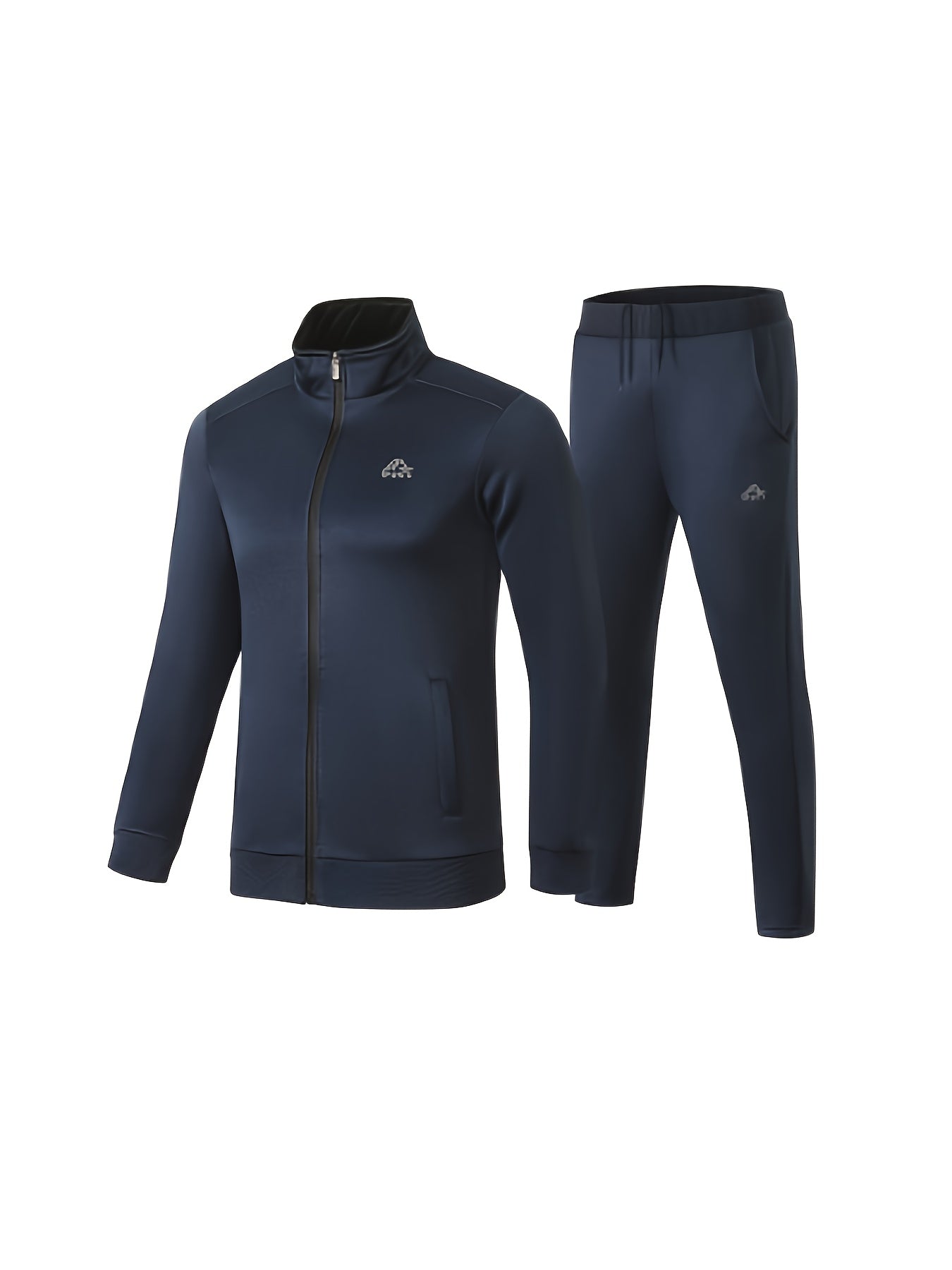 2025 Men'S Athletic Set - White & Black, Long Sleeve, Collared, Non-Stretch Fabric, with Pockets, for Spring/Fall, Casual Sportswear, Casual Sportswear|Modern Athletic|Pocketed Jacket