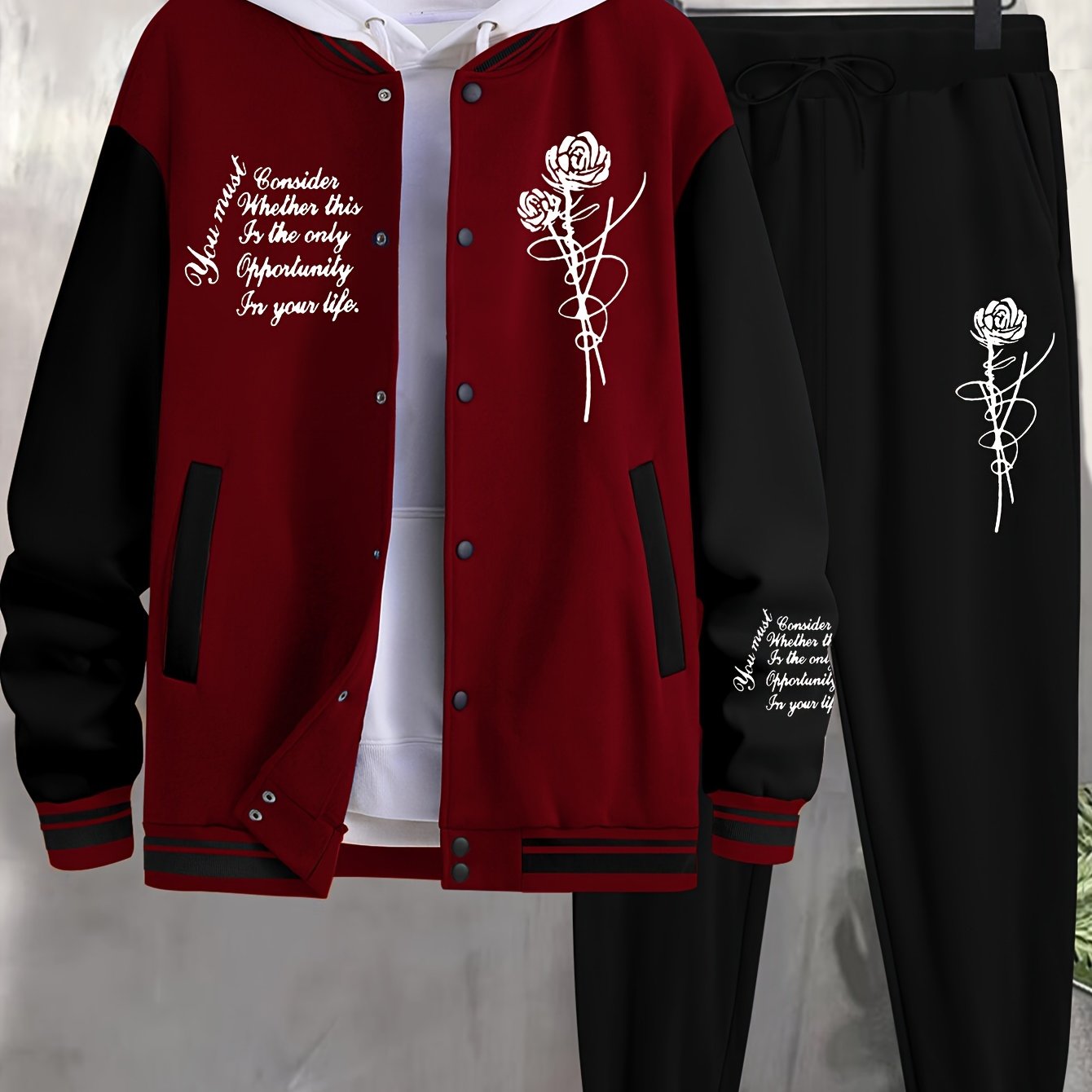 Men's Casual Sports Jacket Rose Baseball Suit - Xingfan OBM