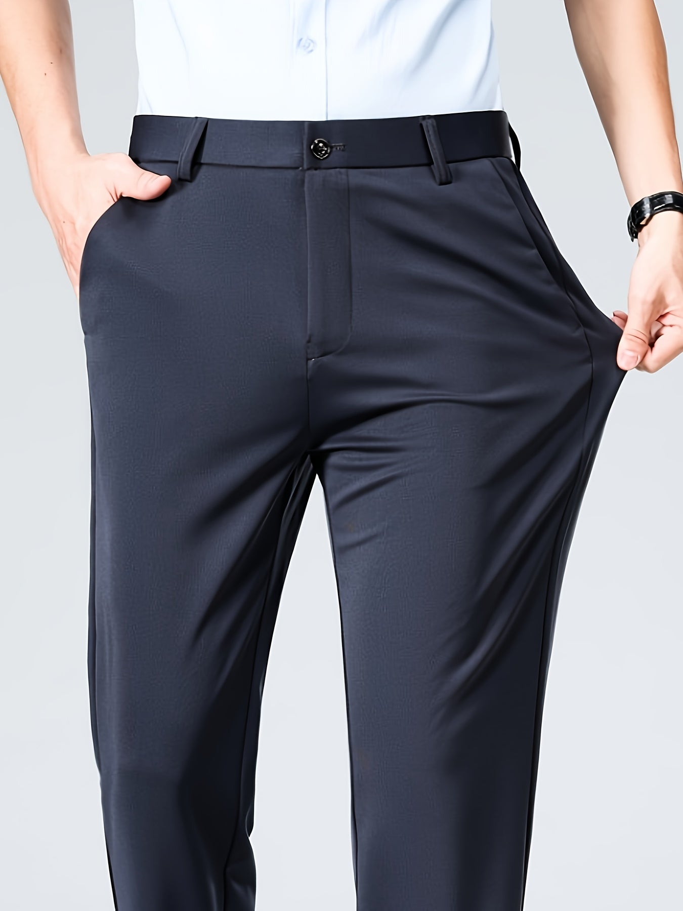 Men's Casual Straight Leg Pants, Chic Business Style Versatile Trousers for Daily Wear
