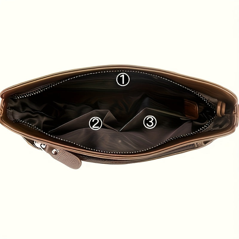 1pc Large Capacity Men'S Shoulder Bag - Adjustable Crossbody Sling with Multiple Compartments, Brown Business & Casual Bag for Work, Travel, Everyday Use - Unique Gift for Him, Birthday, Christmas, Work Shoulder Bag, Sophisti