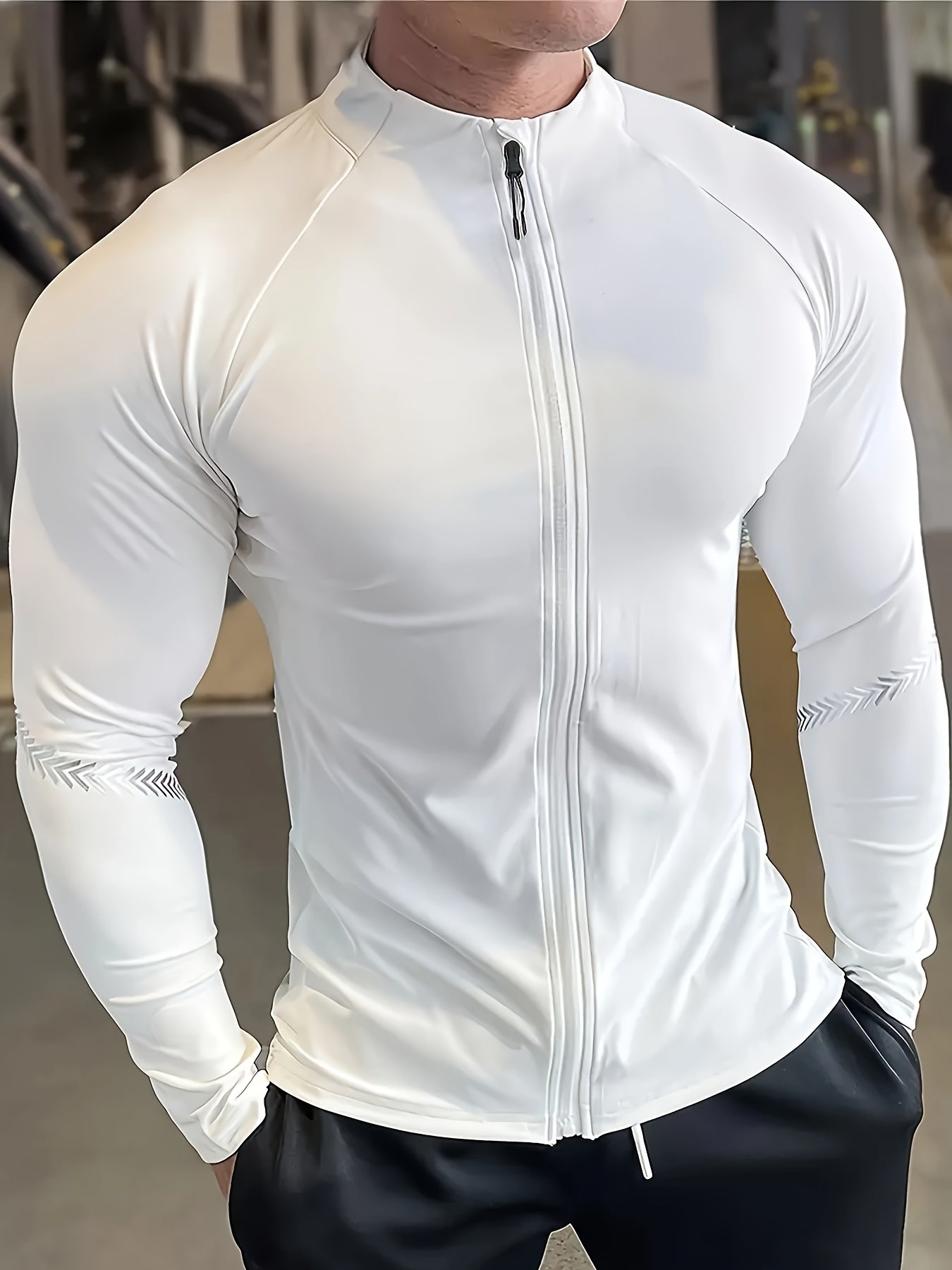 Men'S Ultra-Breathable UV Protection Long Sleeve Zip Neck Jacket, Quick-Dry Lightweight, for Intense Basketball, Cycling, Hiking & All-Outdoor Adventures