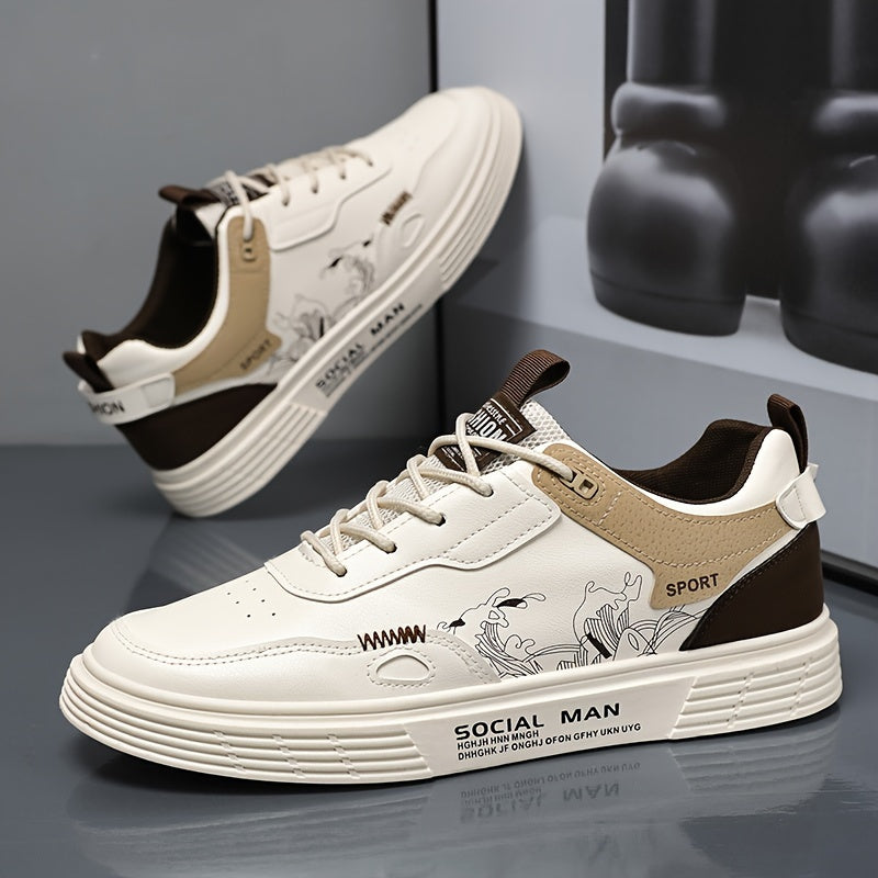 Everyday Comfort, Men's Fashionable Low-Top Skate Shoes - Comfortable, Non-Slip Casual Lace-Up Sneakers with Stylish "SPORT" Motif, Durable PU Upper & PVC Sole, Perfect for Everyday & Outdoor Activities