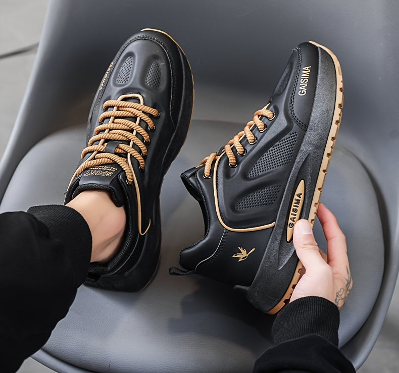 Men's Breathable Casual Sneakers - Trendy Dad Shoes with Thick Sole, Lace-Up, Mid-Top Design for Running & Fashion