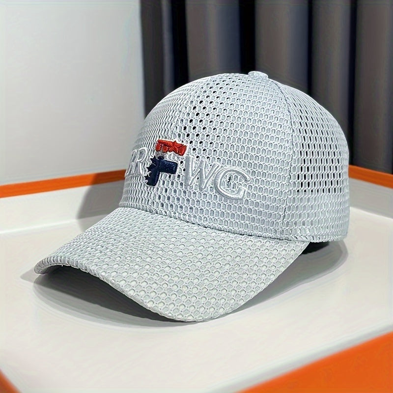 Breathable Mesh Baseball Cap Unisex Embroidered Letter Casual Style Polyester Hat Lightweight Solid Color Adjustable Sun Cap for Outdoor