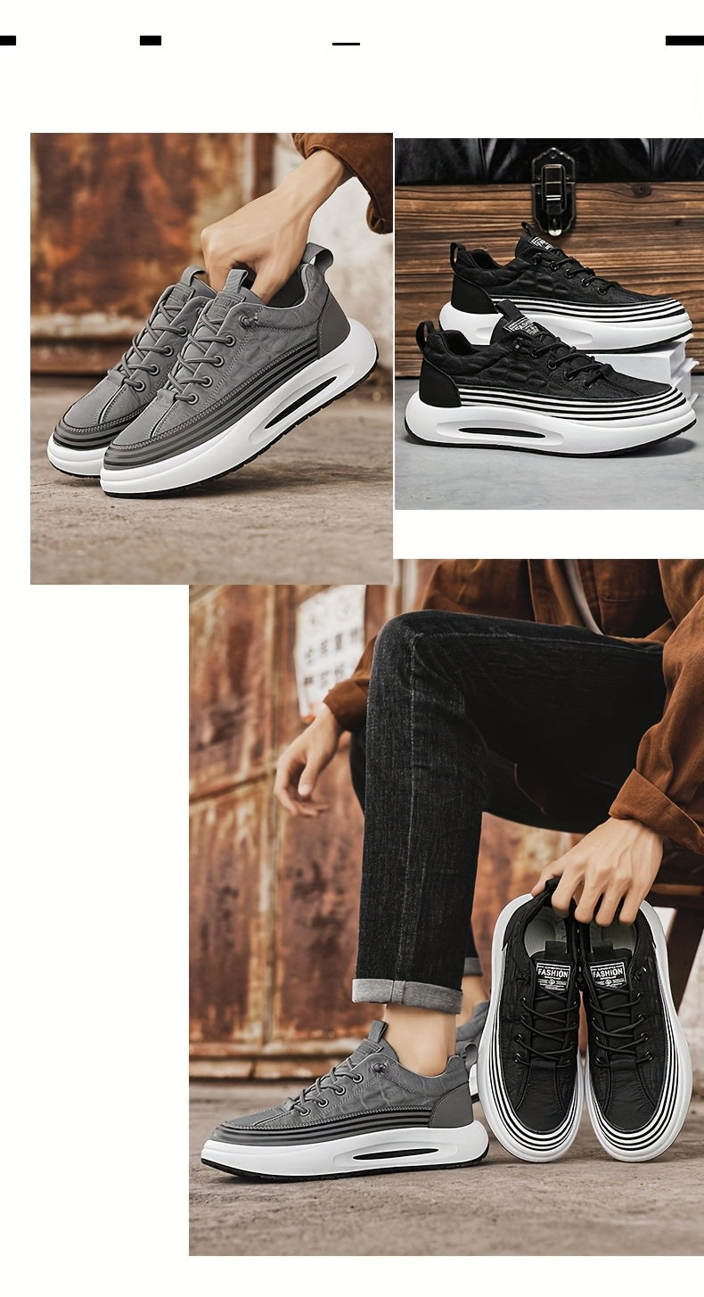 Men's Slip-On Casual Sneakers - Breathable Comfortable Low-Top Shoes with Elastic Panels, PU Upper & PVC Sole for Outdoor Hiking, Running, Daily Wear - All-Season Versatile Streetwear, Hiking Street Shoes, Modern Street Shoes