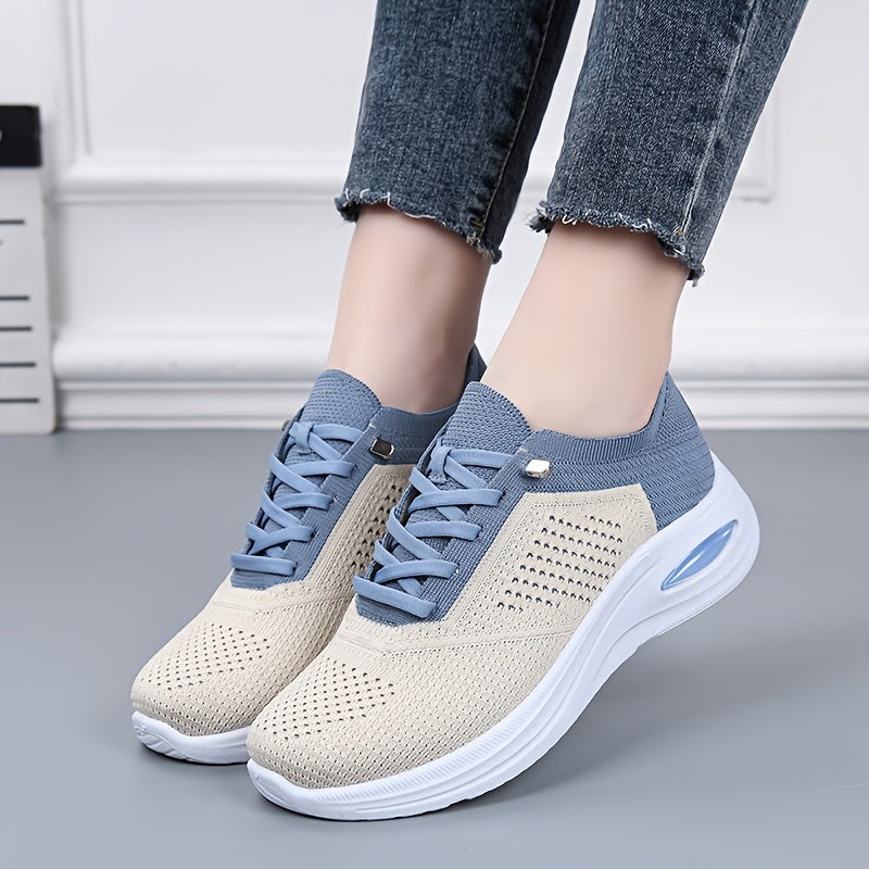 Women's Breathable Casual Running Shoes - Lace-Up Low-Top Sneakers with Fabric Upper & Durable PVC Sole, All-Season Comfort for Walking, Jogging, Casual Attire - Multi-Color Options, Ladies Sneakers