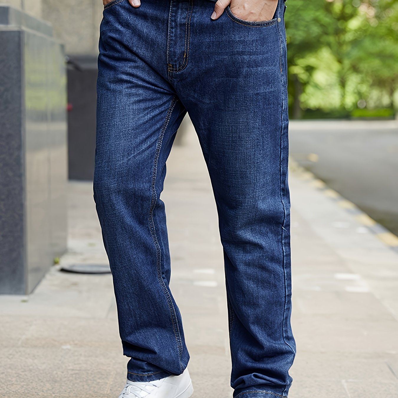 Large Size Men's Jeans Elastic Straight Long Pants Comfortable Casual Long Pants Simple And Versatile Men's Business Pants