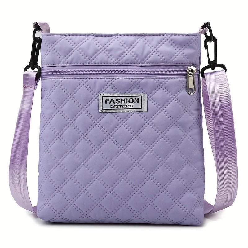Lightweight Quilted Women's Shoulder Bag with Adjustable Strap – Elegant Solid Color, Detachable Strap, Zipper Closure, Ideal for Daily Use and Travel