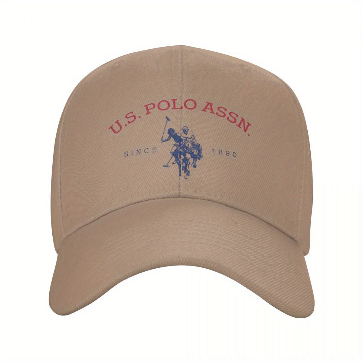 U.S. Polo Assn. Since 1890 - Adjustable Baseball Cap with Sun Protection, Classic Sporty Style, 1pc White Polyester Hat with Red & Blue Print, Perfect for Casual Outdoor Activities, Ideal Gift for Men and Wome