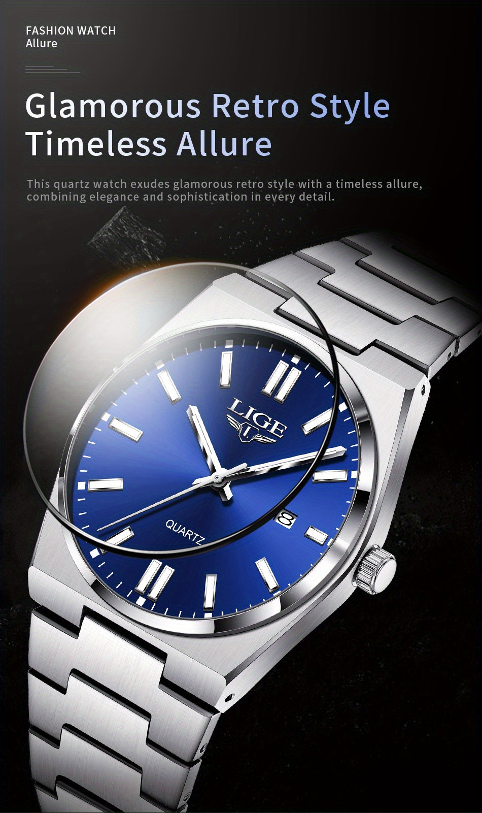 LIGE Stylish Vintage Design Women'S Quartz Timepiece Classic Date Quartz Watch for Men with Luminous Features