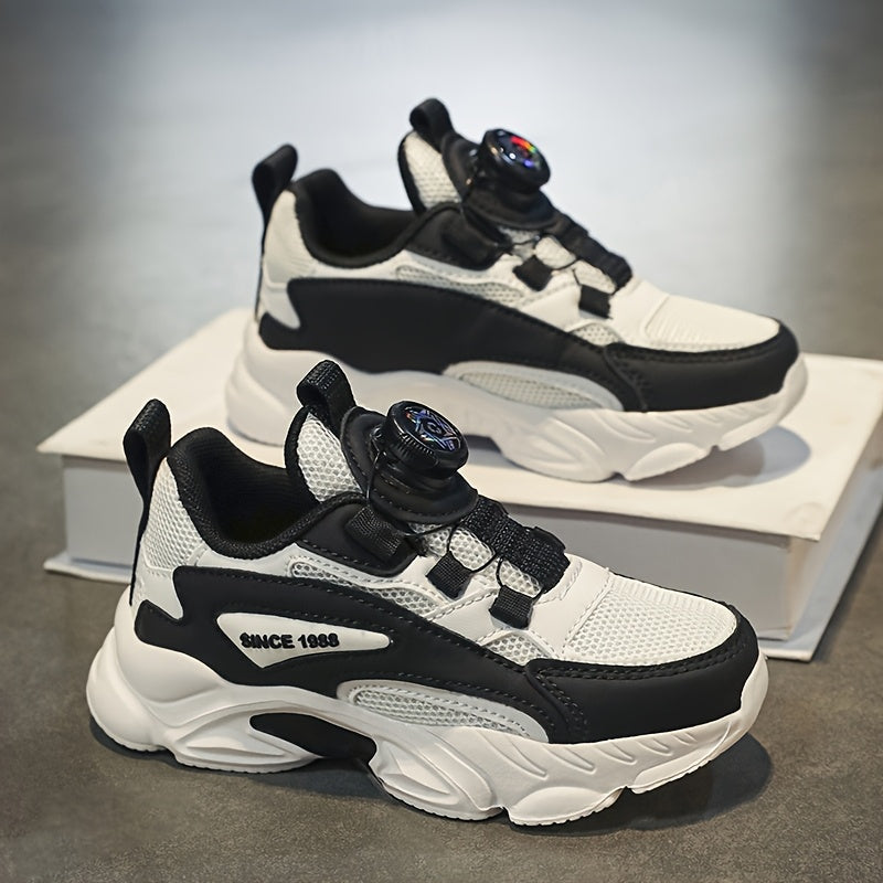 Youngsters' Rotating Buckle Sneakers - Comfortable Sneakers with Mesh Upper, Breathable Design, and Durable EVA Sole for Boys and Girls, Perfect for Casual Wear and Running, Girls Shoes