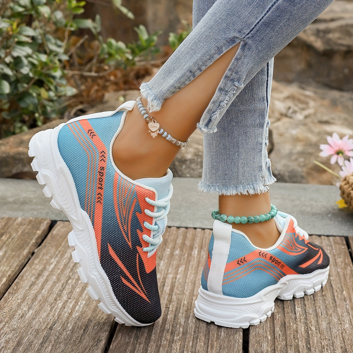 Women'S Breathable Lightweight Walking Shoes - Neon Green & Black Striped Design, Lace-Up Sneakers with EVA Cushioned Sole for All-Season Comfort, Casual Outdoor Footwear, Ladies Sneakers, Modern Striped Design, Synthetic Fau