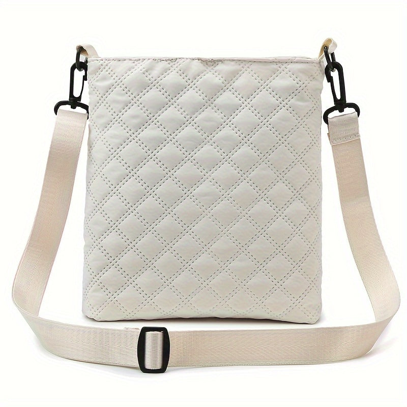 Lightweight Quilted Women's Shoulder Bag with Adjustable Strap – Elegant Solid Color, Detachable Strap, Zipper Closure, Ideal for Daily Use and Travel