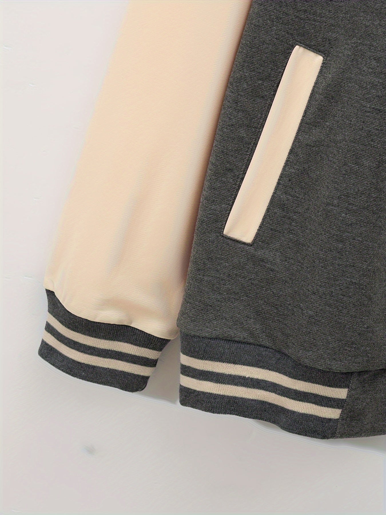 Men'S Casual Baseball Collar Jacket and Pants Set, Color Block Long Sleeve Sweatshirt and Sweatpants, Polyester Woven Suit with Button Detail, Spring/Fall Collection
