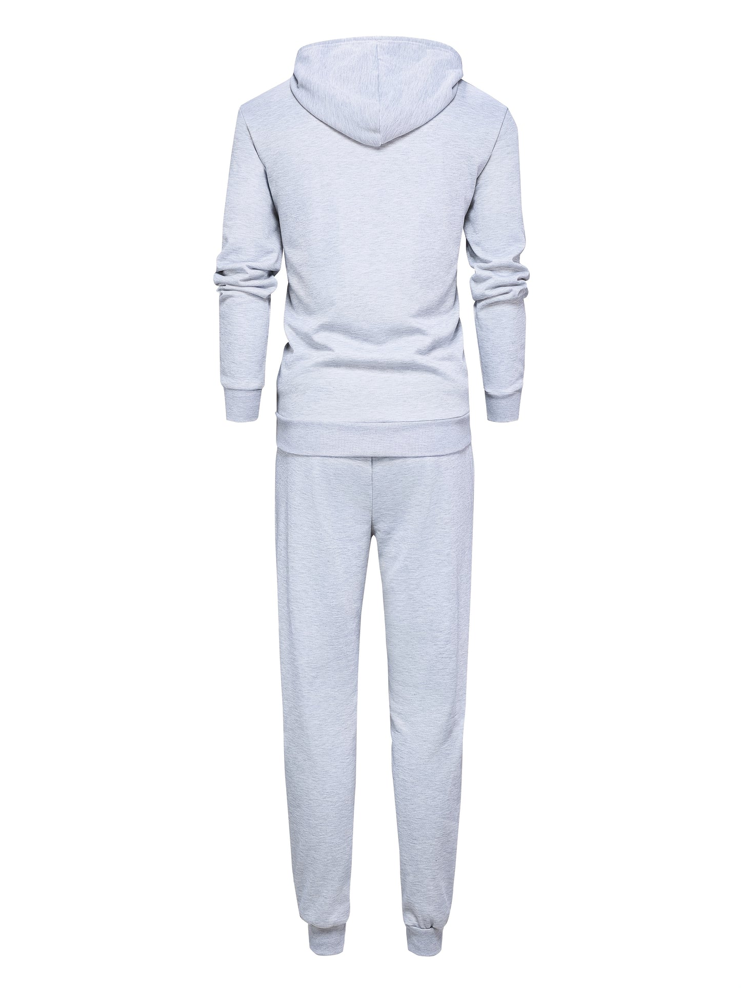1set Men'S Casual Sports Suit, Polyester Hooded Sweatshirt and Jogger Pants Set, Solid Color, Elastic Waist, Cuffed Ankles, Knit Pullover with Pockets, Regular Fit for Outdoor Running and Jogging - Spring/Autumn Collection