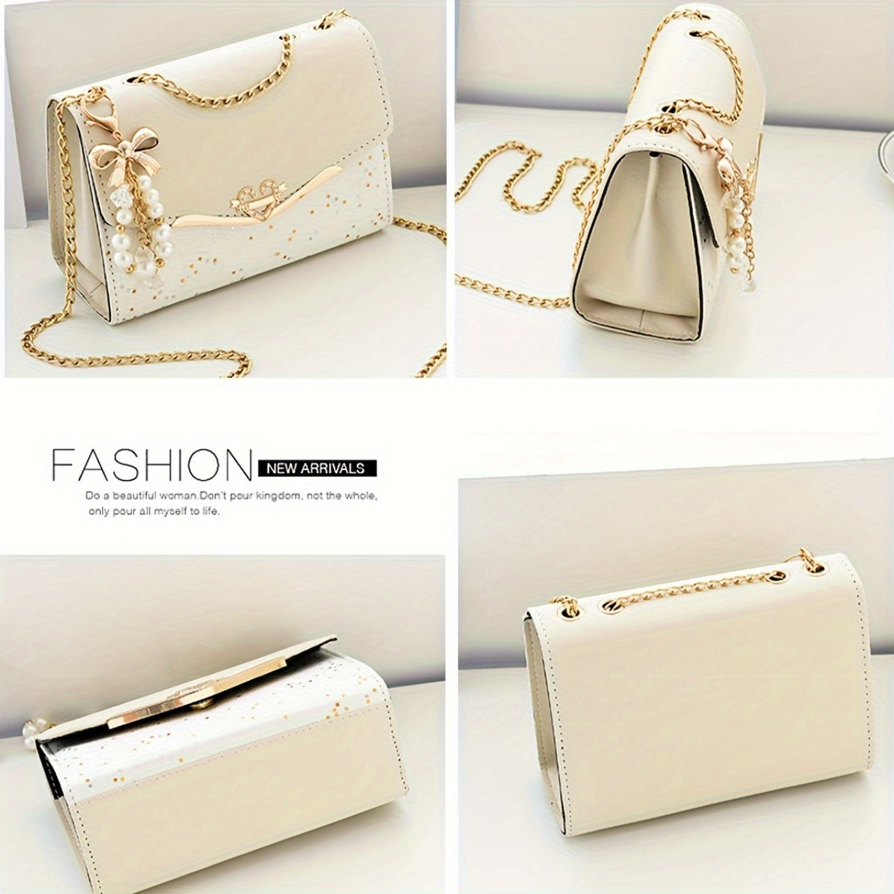 1pc Fashionable Women's flip chain tassel pendant decorative shoulder bag, portable shopping handbag is the best gift for family, loved ones, friends, classmates and oneself, square bread 1-4pcs shoulder bag
