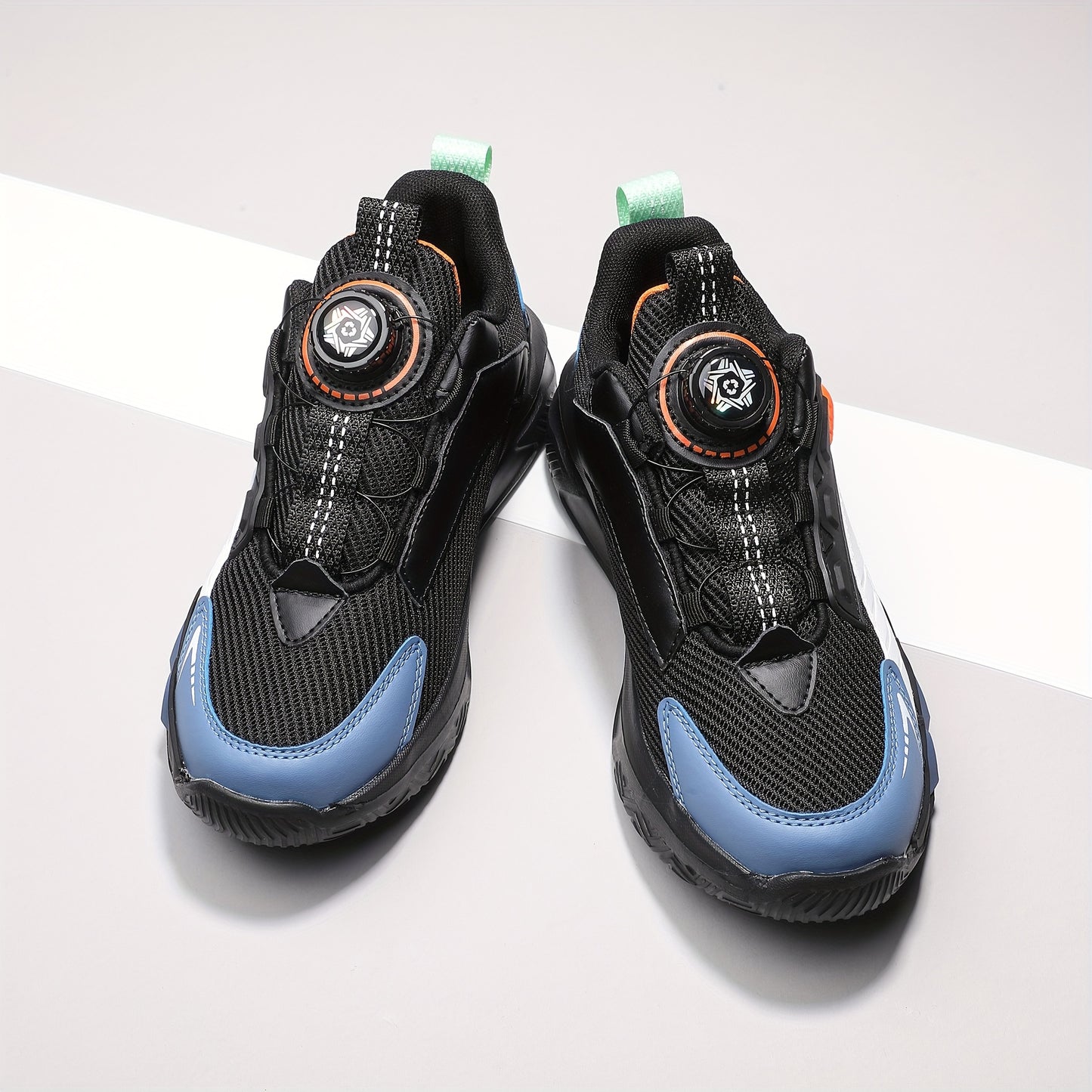 Casual Cool Low Top Sneakers With Rotating Button For Boys, Breathable Shock-absorbing Running Shoes For Spring Summer Autumn