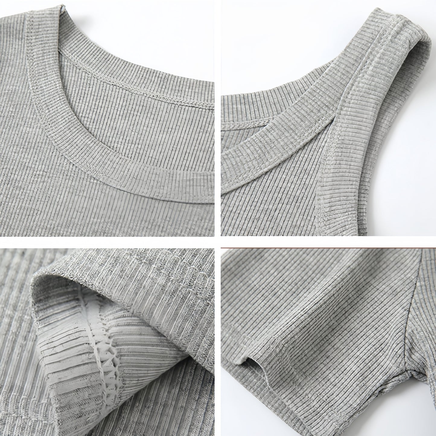 1pc Women'S Casual Ribbed Tank Top, Solid Color Knit Vest with Side Stripe Detail, Low Neck Polyester Camisole for All Seasons, Versatile Layering Piece