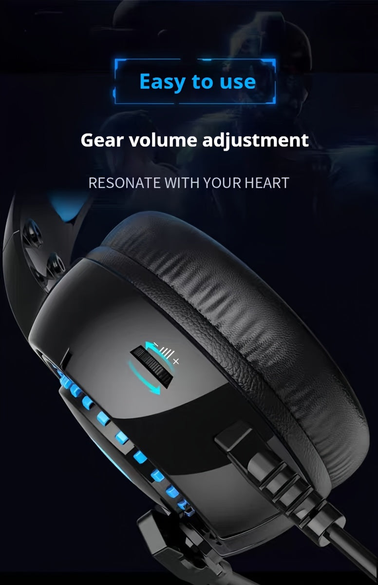 HP Headphone DHE-8011, Desktop Laptop All-In-One Can Be Used, 3.55Mm And Usb Interface, Wired Microphone Game Headset, Cool Light Effect, Noise Reduction, Stereo Sound Effect, Ear Cup Comfortable And Soft, High-End Fashion De