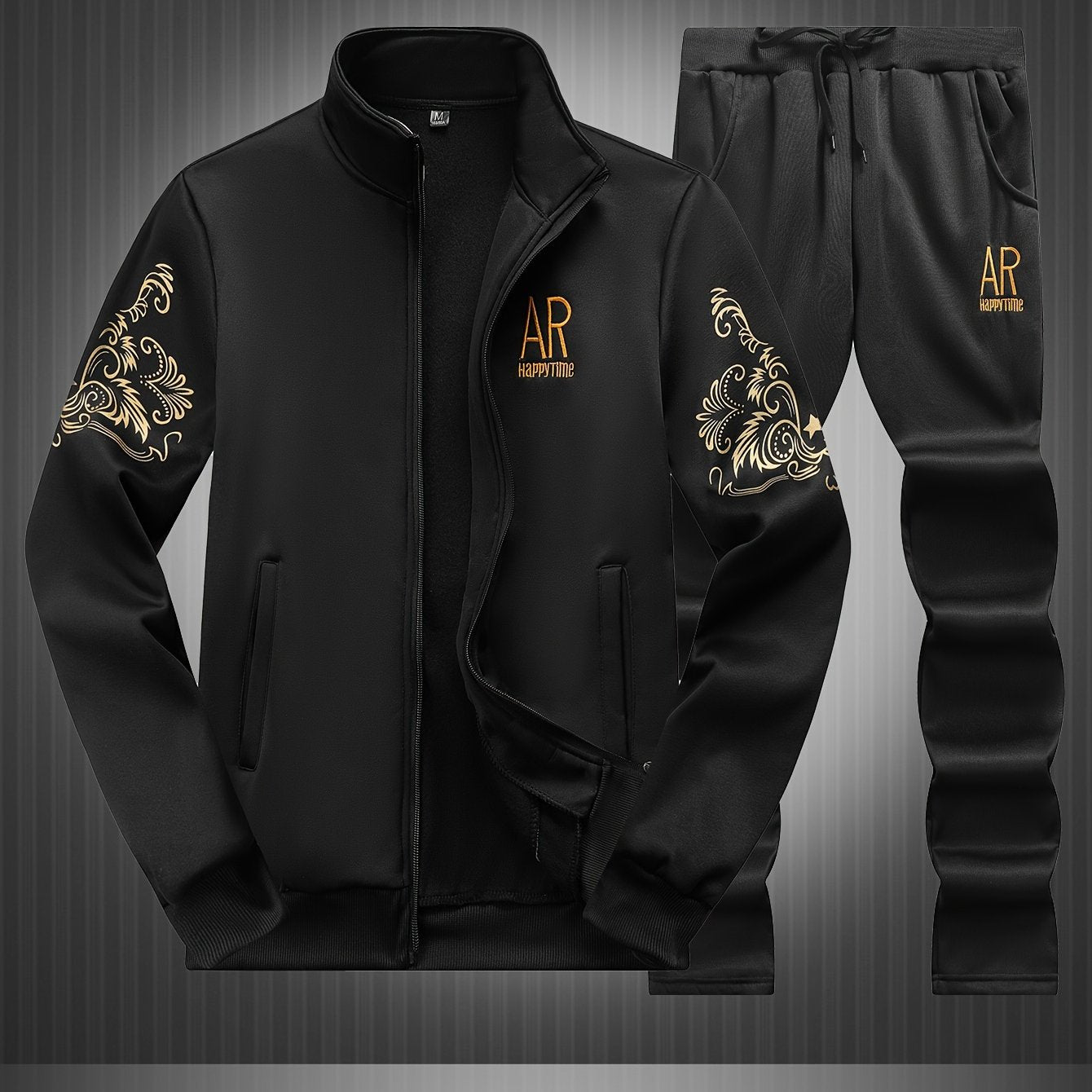 Spring and Autumn Men's Casual Sports Suit, Fashionable Open Jacket and Straight Trousers Two-piece Set