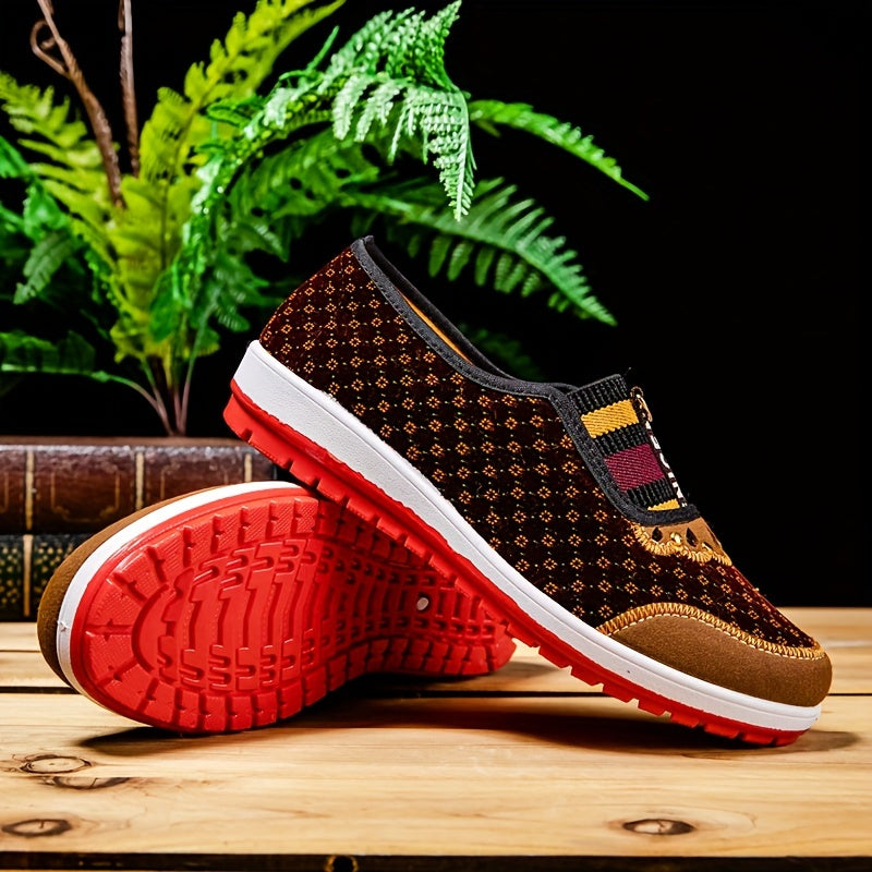 Women's Casual Peking Cloth Flats, Comfortable Soft Sole Slip On Shoes, Chinese Style Low Top Flats