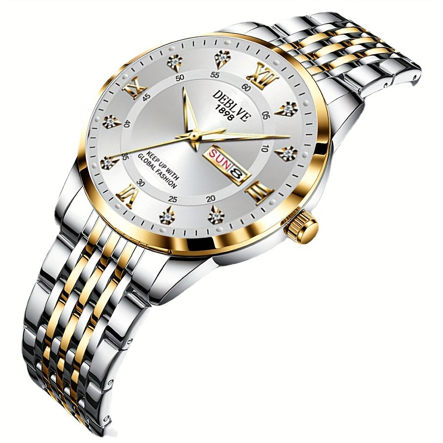An Ideal Choice For A Birthday Gift, Holiday Gift, Or Gift For A Brand Luxury Night Light Sports Leisure Travel Business Electronic Movement Automatic Commercial Watch, With A New Stainless Steel Strap Men's Quartz Watch Date