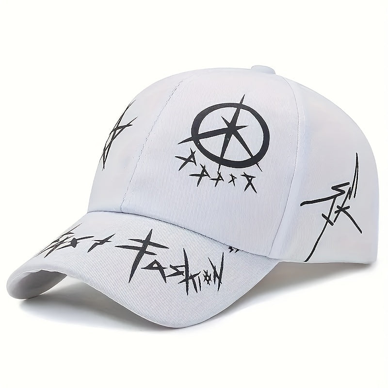 Trendy Snapback Hat - Casual & Versatile with Star-Circle Design, Color Block Stitching for Casual Attire