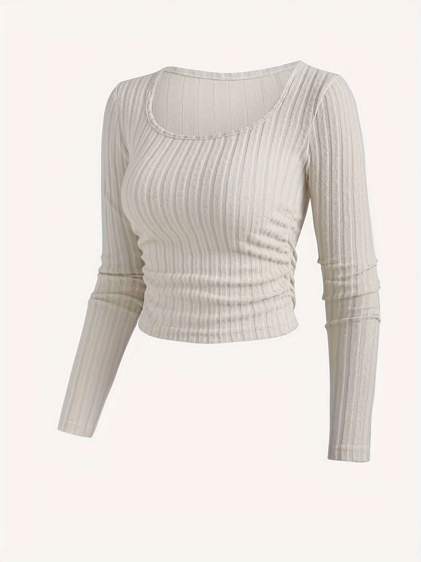 A Stylish Long-sleeved Top With Pleated Details For Women's Casual Sports