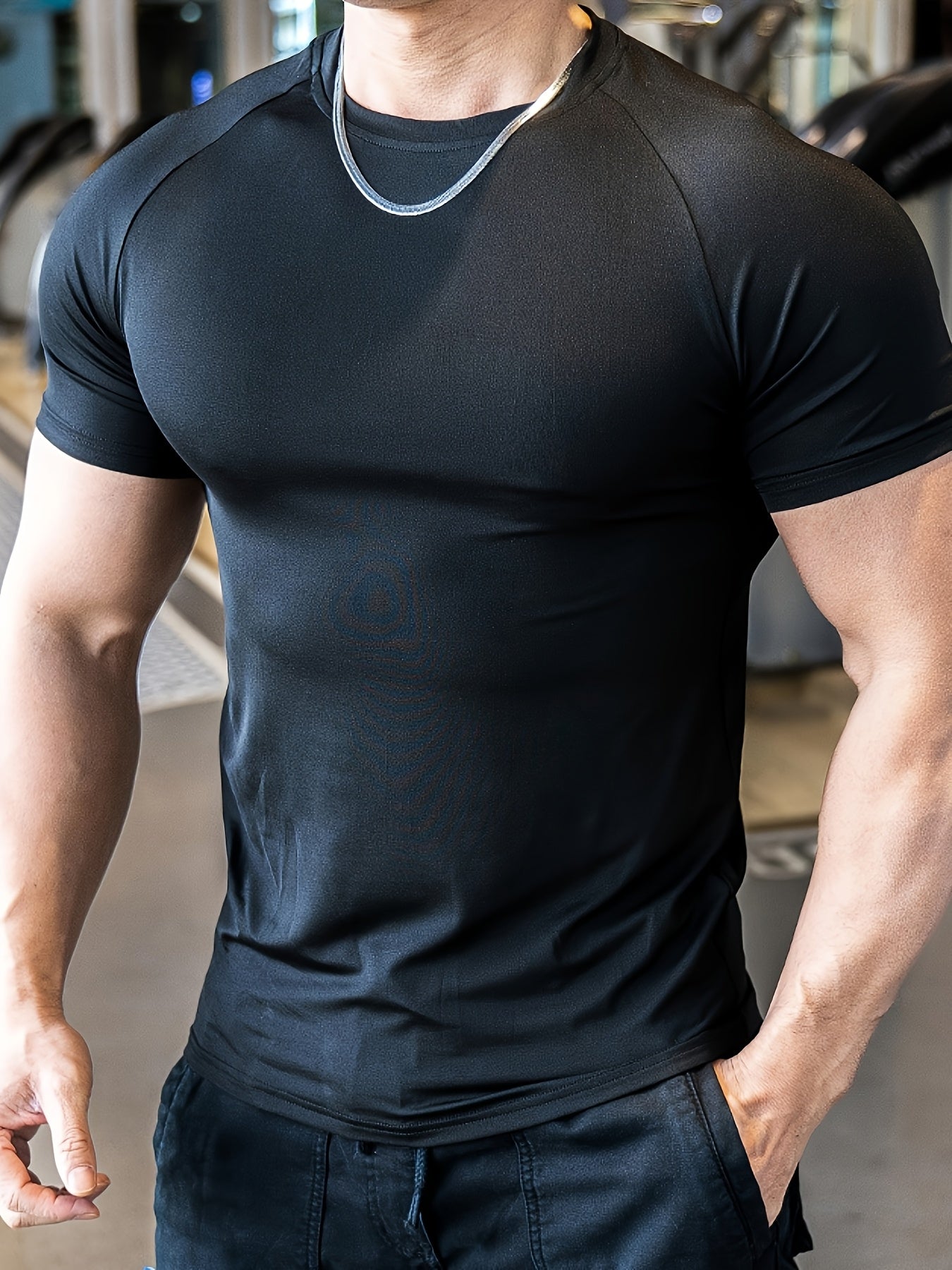 Men'S Slim-Fit Quick-Dry Athletic T-Shirt - Breathable, Stretchy, Solid Color Crew Neck Tee for Gym, Casual Summer Wear, Gym Apparel | Trendy Men'S Tee | Quickdry Materia