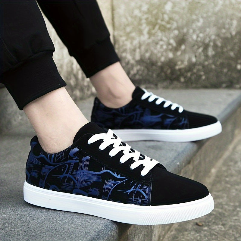 Men's Trendy Street Style Low Top Skateboard Shoes, Comfy Non Slip Lace Up Casual Sneakers For Men's Outdoor Activities