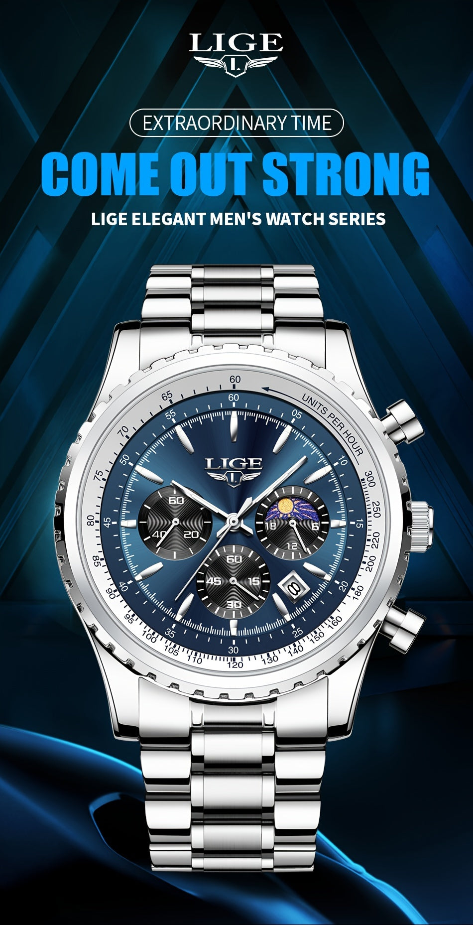 LIGE Top Brand Luxury New Quartz Watch for Women, Luminous Fashion Timepiece for Ladies, Date Chronograph Sports Wristwatch, Men'S Watch