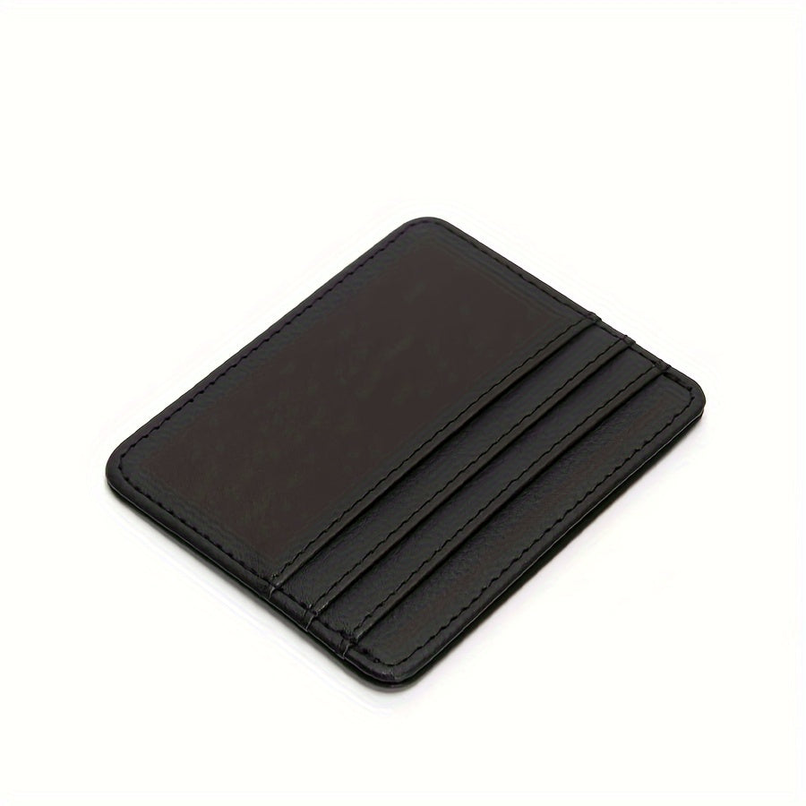 1pc Sleek Black Faux Leather Card Holder - Ultra-Slim, Multi-Slot Design, Compact Wallet with Secure Snap Closure for Everyday Use