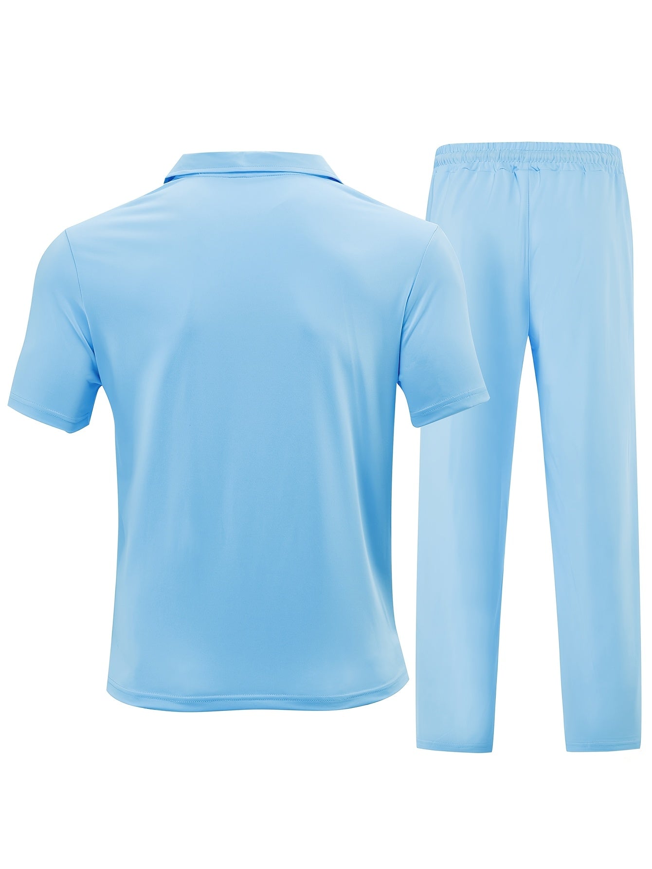 New Spring Fashion Casual Polo Shirt Zipper Men'S Casual Sports Long Pants Short Sleeve Two-Piece Set
