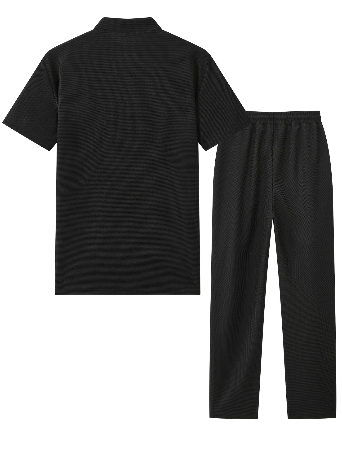 Men'S Two-Piece Set Featuring a Short-Sleeve Cardigan with Pockets And Drawstring Pocket Long Pants, Perfect for a Clean And Comfortable Summer.