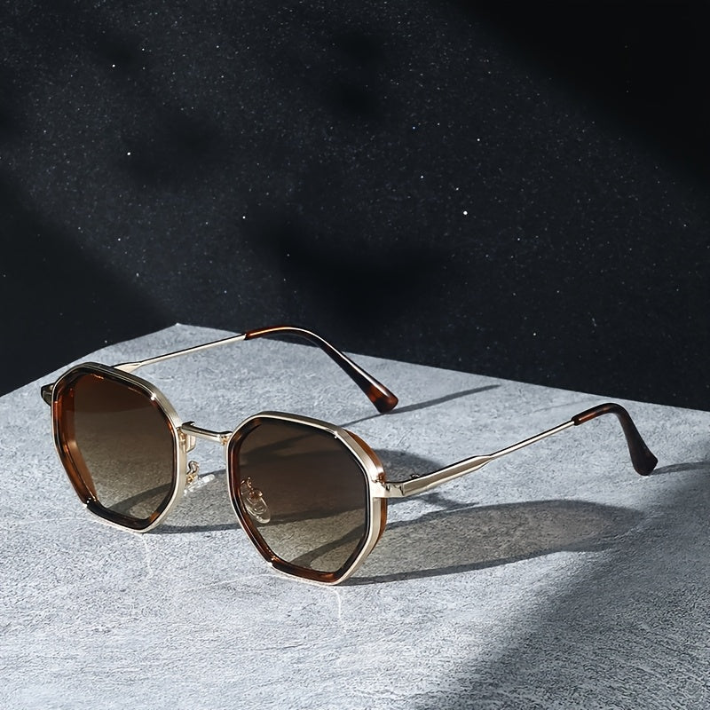 West Scenery Unisex Geometric Fashion Glasses - Metal Frame, PC Lenses, Gradient Tinting, Lightweight & Stylish for All Fashion Styles, Casual Eyewear|Modern Eyewear|Durable Eyeglasses